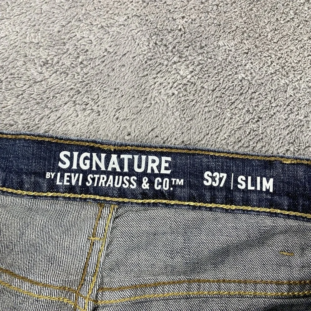 Signature Levis S37 Slim Jeans‎ Mens 38x32 Blue Medium Wash Denim Mid Rise
